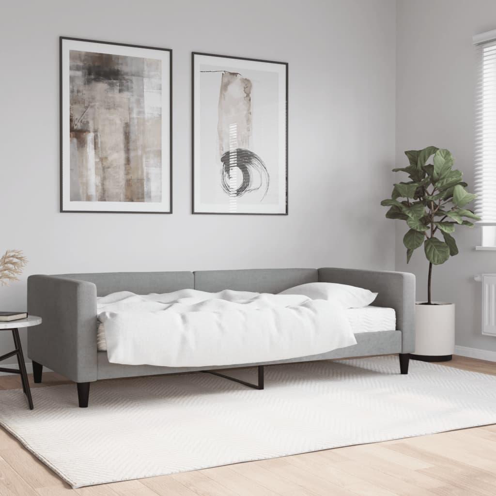Daybed med madras 90x200 cm stof lysegrå