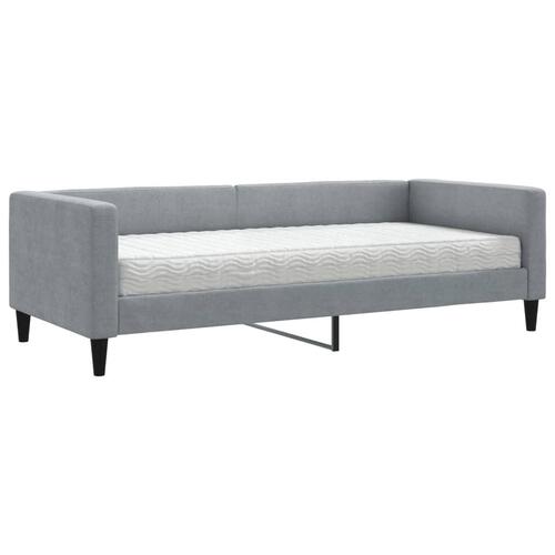 Daybed med madras 90x200 cm stof lysegrå