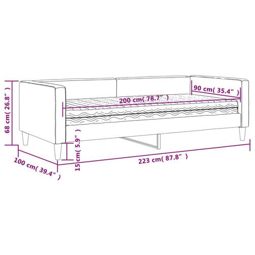 Daybed med madras 90x200 cm stof lysegrå