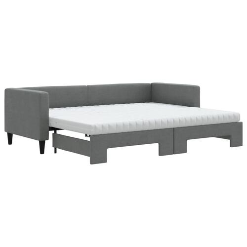 Daybed med udtræk og madras 80x200 cm stof mørkegrå