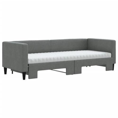 Daybed med udtræk og madras 80x200 cm stof mørkegrå