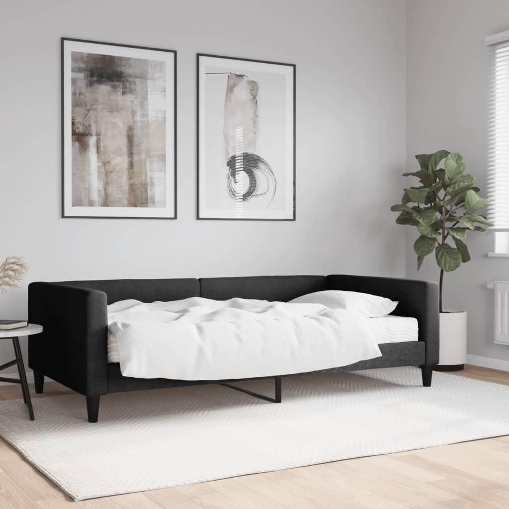 Daybed med madras 100x200 cm stof sort billede