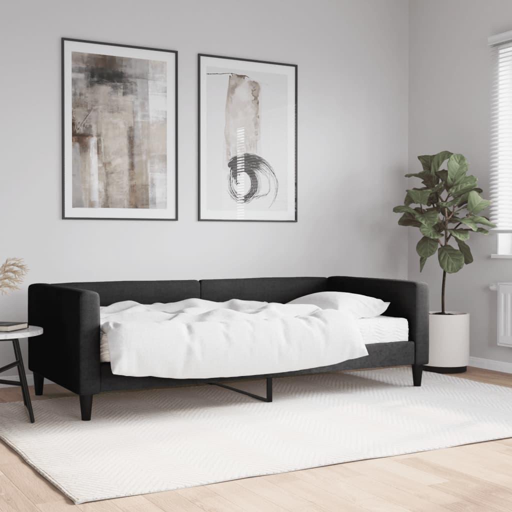 Daybed med madras 90x190 cm stof sort billede
