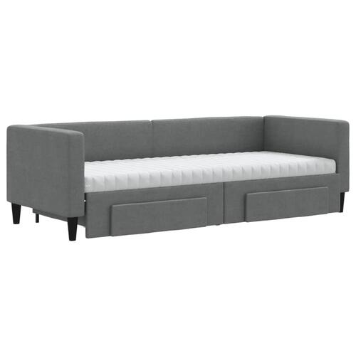 Daybed med udtræk og skuffer 80x200 cm stof mørkegrå