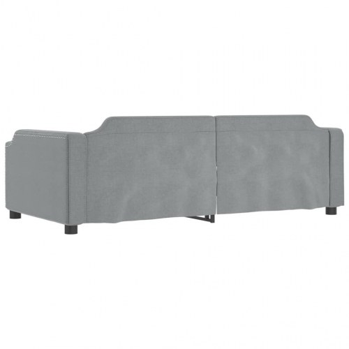 Daybed med udtræk 90x200 cm - stof, lysegrå