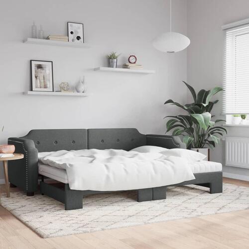 Daybed med udtræk og madras 80x200 cm stof mørkegrå
