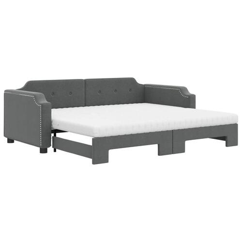 Daybed med udtræk og madras 80x200 cm stof mørkegrå