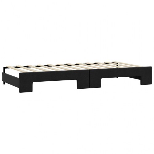 Daybed med udtræk 90x200 cm - stof, sort