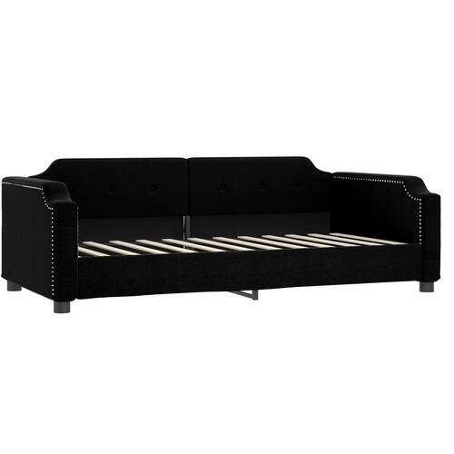 Daybed med udtræk og madras 90x200 cm stof sort
