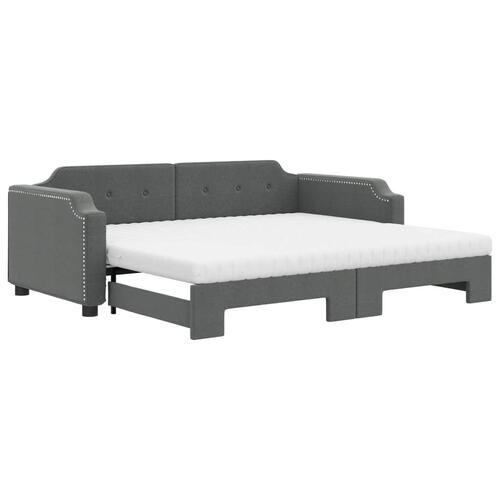 Daybed med udtræk og madras 100x200 cm stof mørkegrå