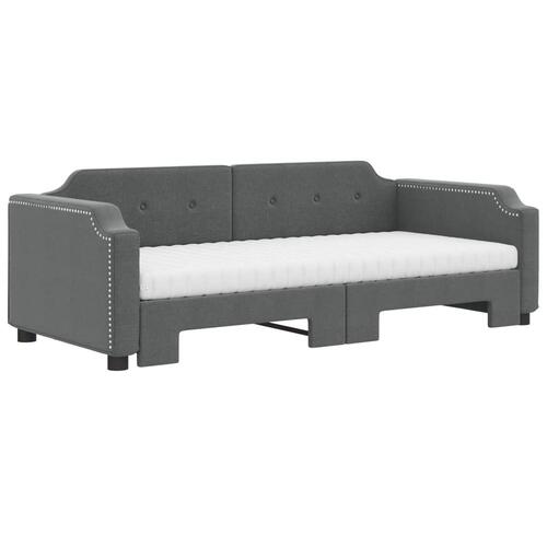 Daybed med udtræk og madras 100x200 cm stof mørkegrå