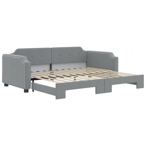 Daybed med udtræk 80×200 cm - stof, lysegrå