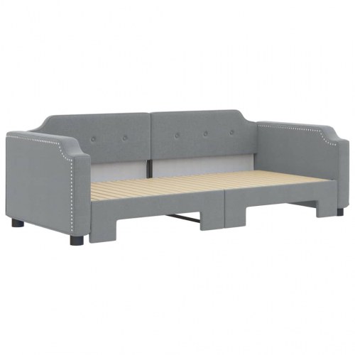 Daybed med udtræk 80×200 cm - stof, lysegrå