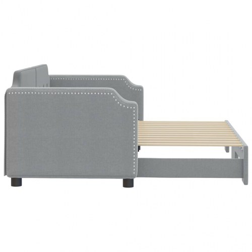 Daybed med udtræk 80×200 cm - stof, lysegrå