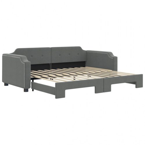Daybed med udtræk 100×200 cm - stof, mørkegrå