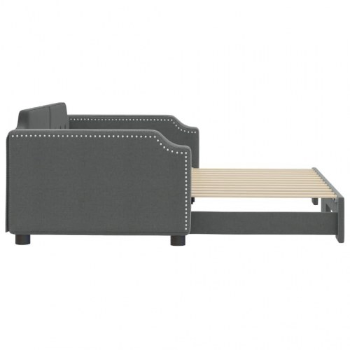 Daybed med udtræk 100×200 cm - stof, mørkegrå