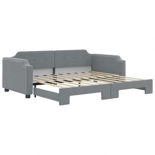 Daybed med udtræk 90×190 cm - stof, lysegrå