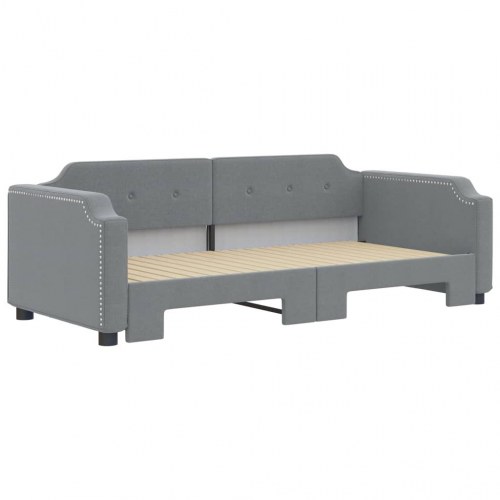 Daybed med udtræk 90×190 cm - stof, lysegrå