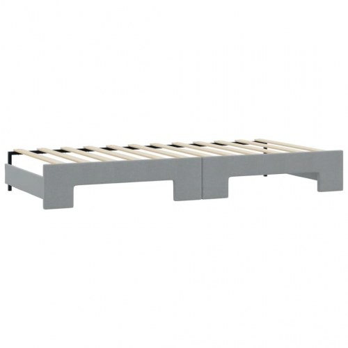 Daybed med udtræk 90×190 cm - stof, lysegrå