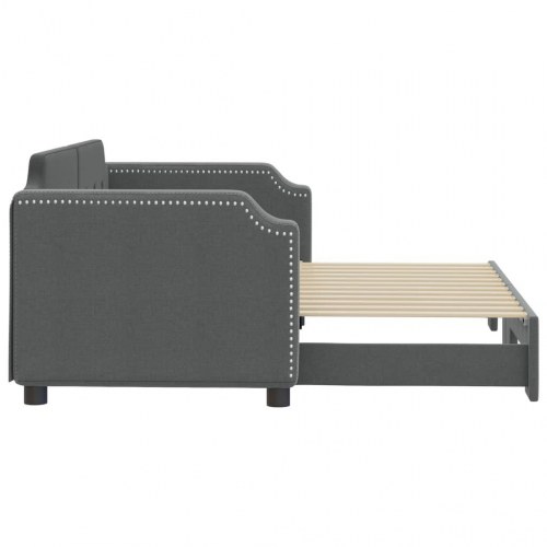Daybed med udtræk 80×200 cm - stof, mørkegrå