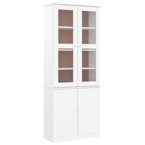 Vitrineskab ALTA 77x35x186,5 massivt fyrretræ hvid