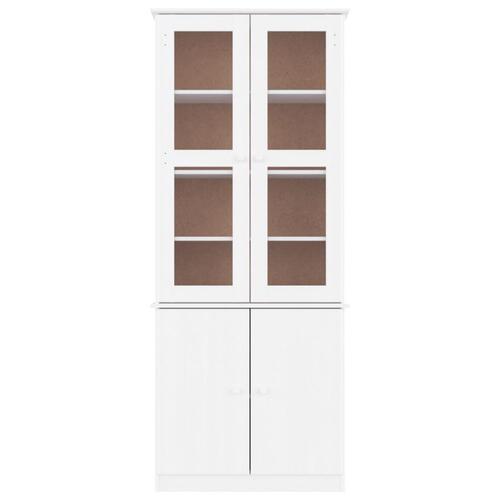 Vitrineskab ALTA 77x35x186,5 massivt fyrretræ hvid