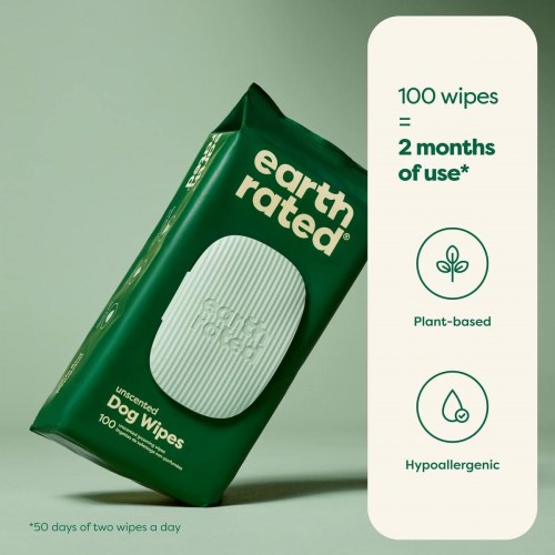 Vådservietter til kæledyr Earth Rated uden parfume - 100 stk.