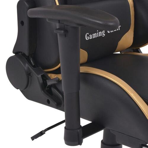 Gamerstol med lænefunktion og fodstøtte guld
