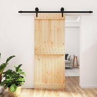 Skydedør med monteringssæt 85x210 cm massivt fyrretræ