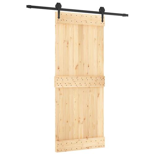 Skydedør med monteringssæt 85x210 cm massivt fyrretræ