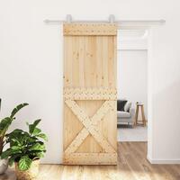 Skydedør med monteringssæt 80x210 cm massivt fyrretræ