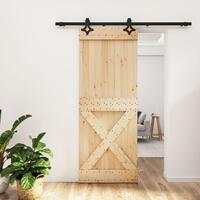 Skydedør med monteringssæt 80x210 cm massivt fyrretræ