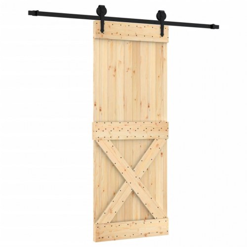 Skydedør med monteringssæt 80x210 cm massivt fyrretræ