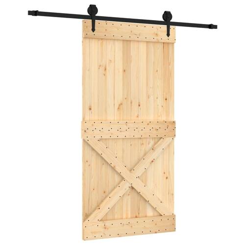 Skydedør med monteringssæt 100x210 cm massivt fyrretræ
