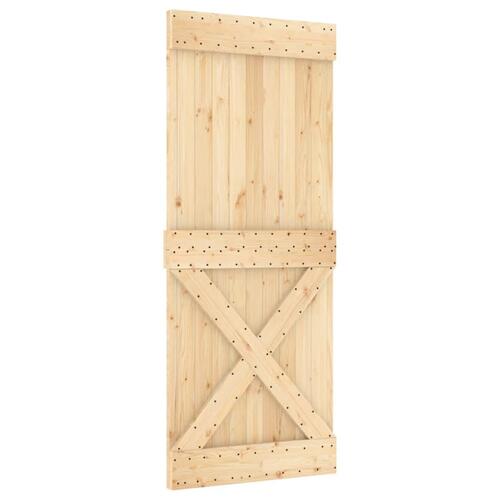 Skydedør med monteringssæt 100x210 cm massivt fyrretræ