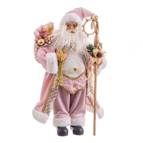 Julemand figur i pink - juledekoration 45 cm