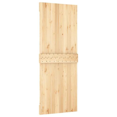 Skydedør med monteringssæt 80x210 cm massivt fyrretræ