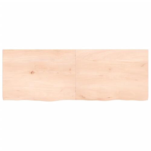 Bordplade til badeværelse 140x50x(2-4)cm massivt træ ubehandlet