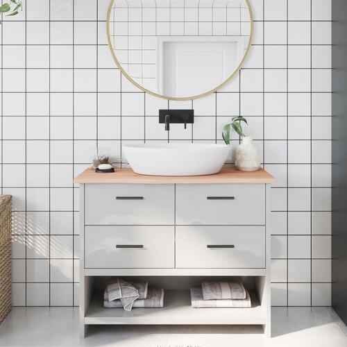 Bordplade til badeværelse 100x40x2 cm massivt træ ubehandlet