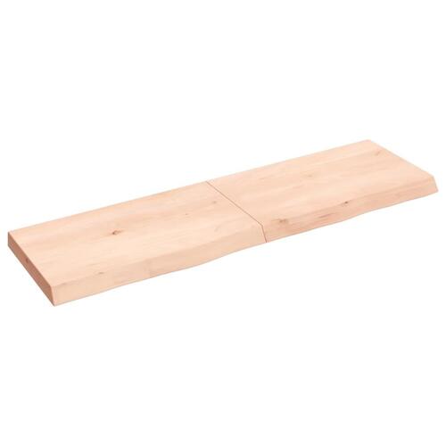 Bordplade til badeværelse 140x40x(2-6)cm massivt træ ubehandlet