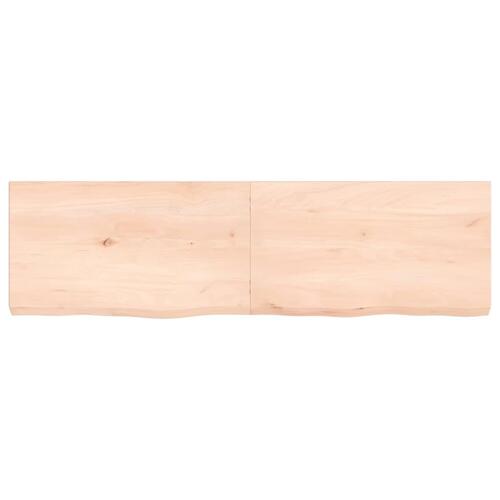 Bordplade til badeværelse 140x40x(2-6)cm massivt træ ubehandlet