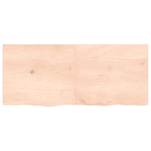 Bordplade til badeværelse 140x60x(2-4)cm massivt træ ubehandlet