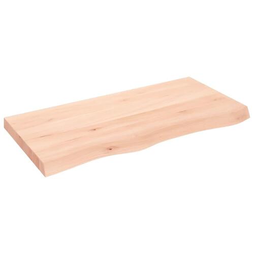 Bordplade til badeværelse 100x50x(2-6)cm massivt træ ubehandlet