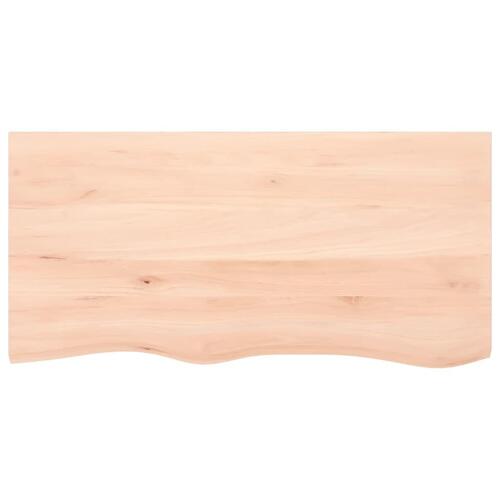 Bordplade til badeværelse 100x50x(2-6)cm massivt træ ubehandlet