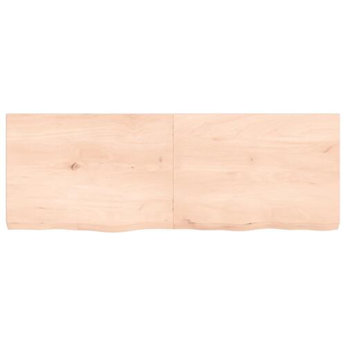 Bordplade til badeværelse 140x50x(2-6)cm massivt træ ubehandlet