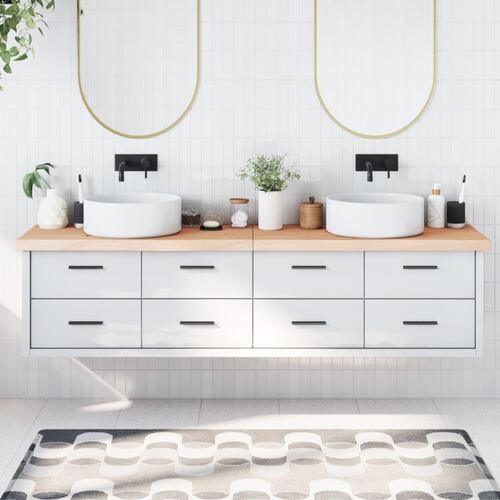Bordplade til badeværelse 200x60x(2-6)cm massivt træ ubehandlet
