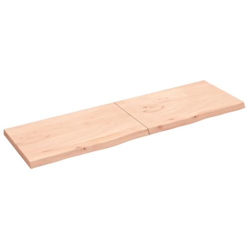 Bordplade til badeværelse 200x60x(2-6)cm massivt træ ubehandlet