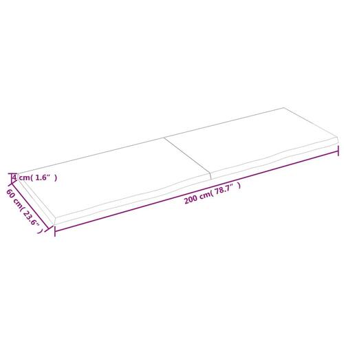 Bordplade til badeværelse 200x60x(2-4) cm massivt træ mørkebrun