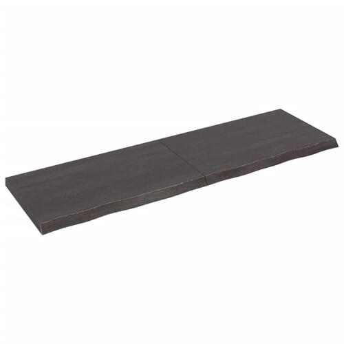 Bordplade til badeværelse 200x60x(2-6) cm massivt træ mørkebrun