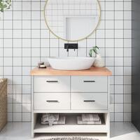 Bordplade til badeværelse 100x60x(2-6) cm massivt træ lysebrun